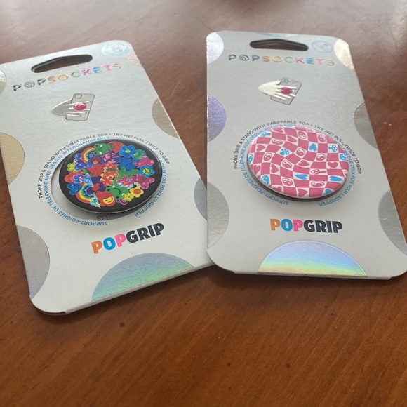 Popsockets Bundle of 2 - Frog 🐸 Print & Pink Checker Popgrip NWT - Picture 2 of 9